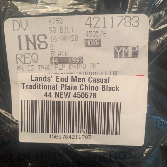 NWT LANDS' END MEN'S TRADITIONAL FIT NO IRON CHINO PANTS BLACK 31, 44 - Picture 10 of 11